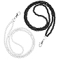 2Pcs 2 Colors Plastic Imitation Pearl Beaded Dress Helpers, Dress Zip Puller, Long Dress Zipper Pull Straps, with Alloy Swivel Clasp
