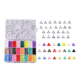 DIY Beads Jewelry Kits, Including Disc/Flat Round Handmade Polymer Clay Beads, Acrylic Beads