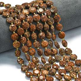 Натуральные звездообразные нитки из бисера яшмы, граненый шестиугольный разрез, плоско-круглые, с бисером