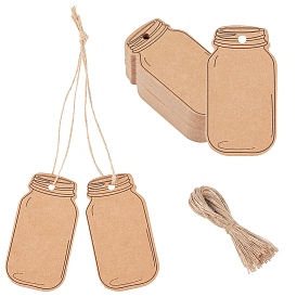 Ценники крафт-бумага, с джутовой веревкой, форма бутылки