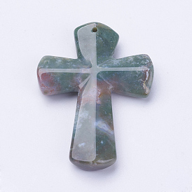 Natural Indian Agate Big Pendants, Faceted, Cross