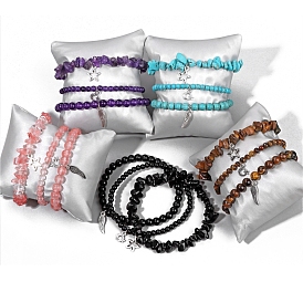 Gemstone Stretch Bracelets, for Women, Star & Moon & Wing Charm