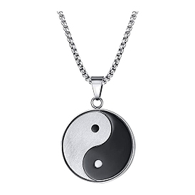 Collier pendentif en acier inoxydable pour hommes, yin yang