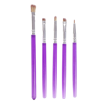 5Набор нейлоновых кистей для торта, кисти для помадки для украшения тортов, с алюминиевой трубкой и пластиковой ручкой