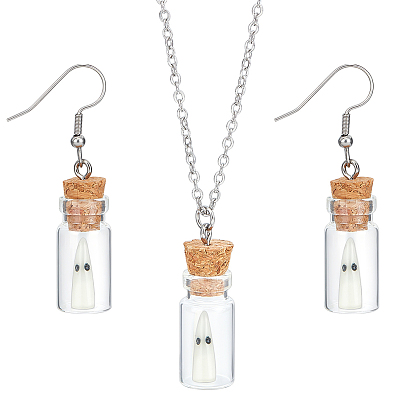 Стеклянная бутылка серьги и подвески ожерелья комплект для женщин