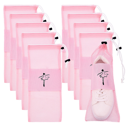 10 шт. полиэстеровые мешочки для хранения балетных туфель на завязках, упаковочные пакеты, прямоугольные