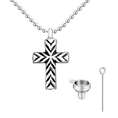 Enamel Cross Urn Ashes Necklace, Brass Pendant Necklace for Women