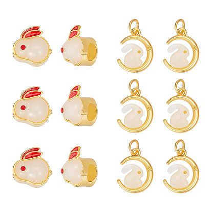 Наборы для самостоятельного изготовления украшений в форме кролика, в том числе стеклянные европейские бусины и подвески