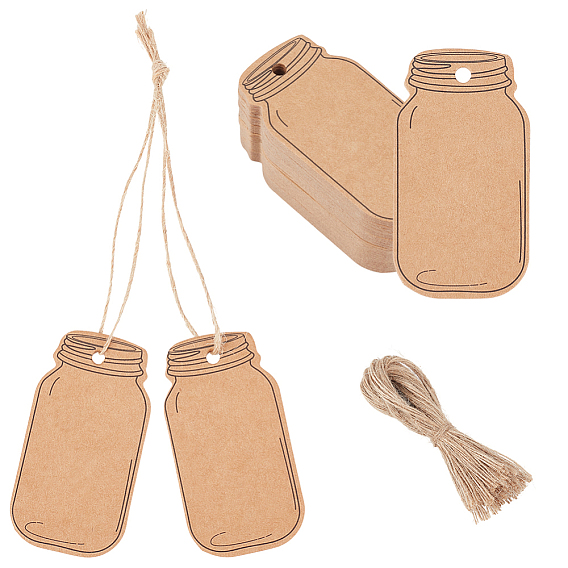 Ценники крафт-бумага, с джутовой веревкой, форма бутылки