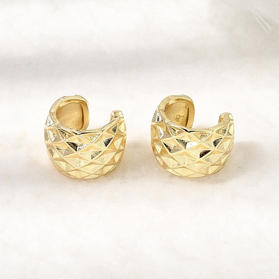 Массивные латунные серьги-манжеты, без кадмия и без свинца, долговечный, стойки покрытие, текстурированный c-образный