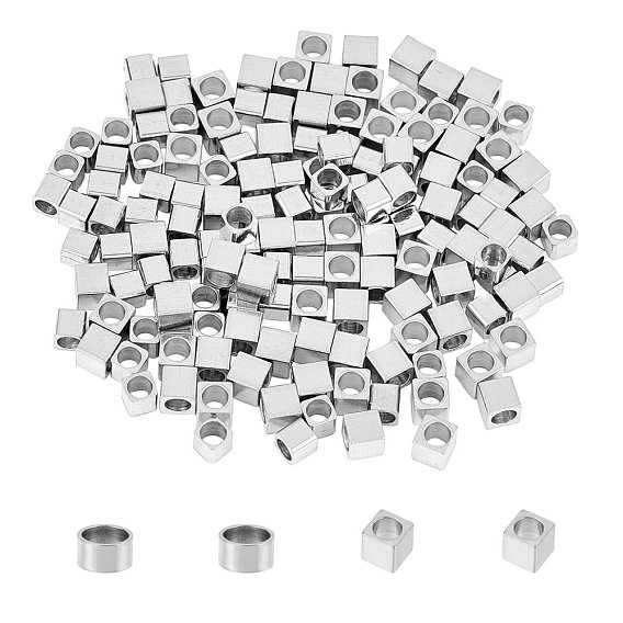 304 Stainless Steel Spacer Beads, Cube & Column