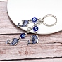 Alloy Rhinestone Keychain, with Alloy Key Rings and Resin Beads, Dolphin & Evil Eye