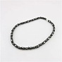 Ожерелья для мужчин из синтетического магнитного гематита с бусинами, платина
