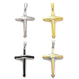 PVD Vacuum Plating 304 Stainless Steel Pendants, Cross Charm, Religion