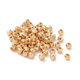 Faceted Round Brass Spacer Beads, Lead Free & Cadmium Free & Nickel Free
