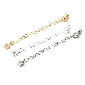 Удлинитель цепочки из латуни с микропаве и прозрачным кубическим цирконием, цепочки с застежками-карабинами и подвесками в виде звездочек