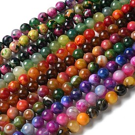 Природный агат бисер нитей, окрашенная и подогревом, круглые