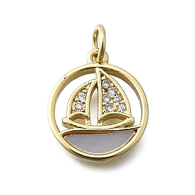 Латунные микропаве прозрачные подвески с фианитом, без кадмия и без свинца, с прыжковых колец, Парусник прелести