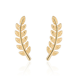 Bohemian Ethnic Minimalist Gold Feather Earrings - Simple Women's Ear Jewelry