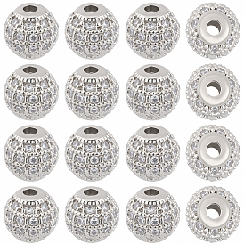 20 шт. круглых латунных бусин с микропаве из кубического циркония, прозрачные