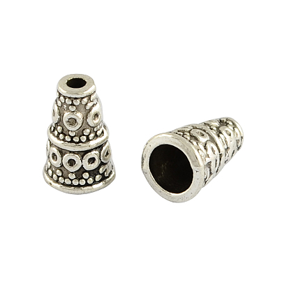 Apetalous Alloy Bead Cone, Tibetan Style, Cadmium Free & Lead Free, 10x7mm, Hole: 1.5~4mm