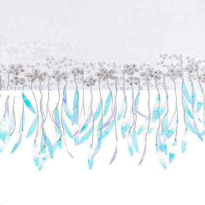 2 Yards Blumenmuster Stickerei Polyester Besatz, mit Quaste aus PVC-Glitzerpailletten, für DIY-Kleid, Kostüm, Tischdecke, Bastelvorhang, Vintage-Dekor für Zuhause
