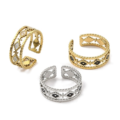 Ромб 304 эмалированные открытые манжеты из нержавеющей стали для женщин, ионное покрытие (ip)