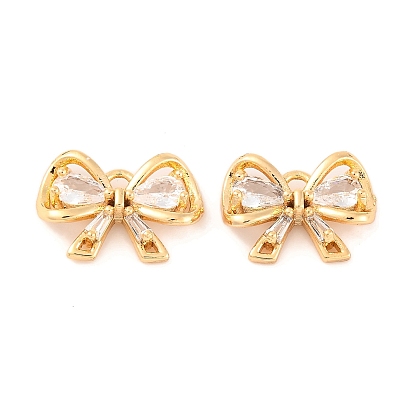 Латунные микропаве прозрачные подвески с фианитом, без кадмия, без никеля и без свинца, бантом прелести