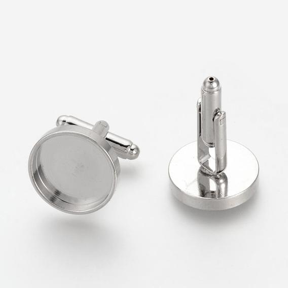 Brass Cuff Settings, Cufflink Findings for Apparel Accessories