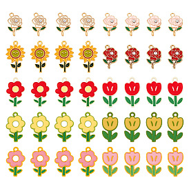 40 шт 10 стиль подвески из сплава эмали, цветок