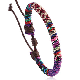 Плетеный браслет для женщин в богемном этническом стиле, Простые и универсальные непальские красочные украшения из веревки
