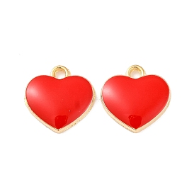 Alloy Enamel Charms, Heart, Golden