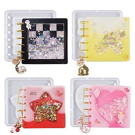 DIY Silicone 6 Ring Binder Notebook Cover Molds, Resin Casting Molds, Heart/Butterfly/Tartan/Star