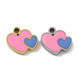 304 Stainless Steel Charms, with Enamel, Heart Charm