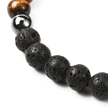 Ensemble de bracelet extensible de perles de pierres précieuses naturelles et synthétiques rondes, pour enfants ados femme