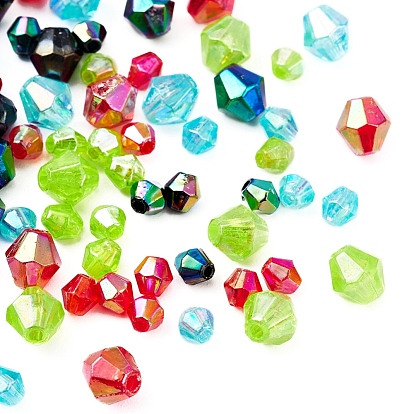 8 style bicône ab perles acryliques transparentes écologiques plaquées de couleur