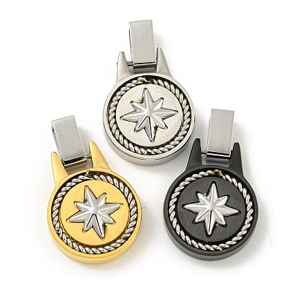 Ионное покрытие (ip) 304 подвески из нержавеющей стали, плоский круглый с шармом в виде звезды