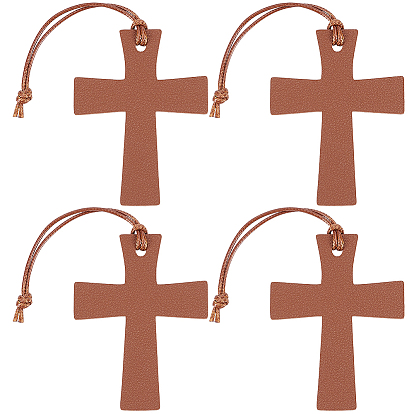 4шт. закладка-подвеска в виде креста из искусственной кожи
