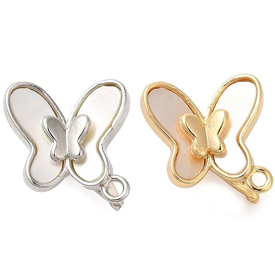 Латунь, раскладывающиеся застежки из натуральной ракушки, без кадмия, без никеля и без свинца, бабочка