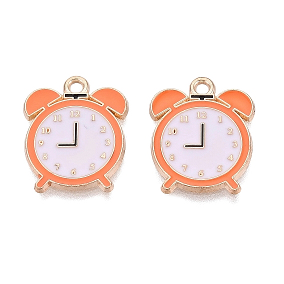 Alloy Enamel Pendants, Clock Charms, Light Gold