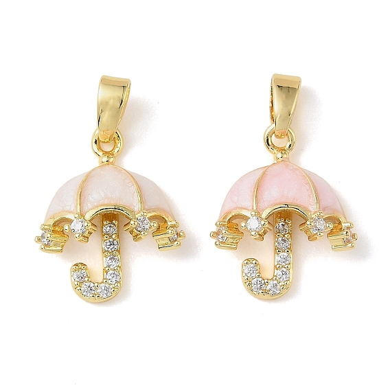 Латунные микро проложить кубического циркония подвески, с эмалью, зонтик прелести, долговечный, реальный 18 k позолоченный