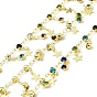Handmade Glass Link Chains, with Brass Star Charms, Long-Lasting Plated, Golden, Soldered, with Spool