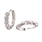 925 Sterling Silver Hoop Earring, with Micro Pave Clear Cubic Zirconia, Flower