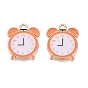 Alloy Enamel Pendants, Clock Charms, Light Gold