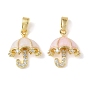 Латунные микро проложить кубического циркония подвески, с эмалью, зонтик прелести, долговечный, реальный 18 k позолоченный