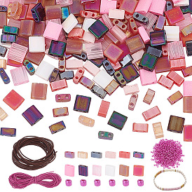 Набор для изготовления браслетов своими руками, в том числе стеклянный бисер, полированные кожаные шнуры из натуральной кожи, круглая вощеная нить из полиэстера