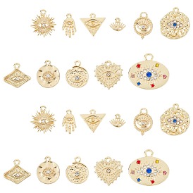 Alloy Pendants, with Crystal Rhinestone, Cadmium Free & Nickel Free & Lead Free, Hammered, Mixed Shapes