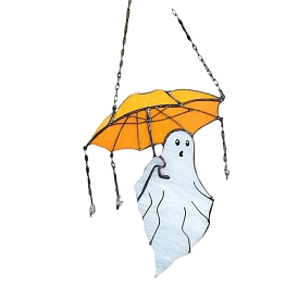 Atrapasueños colgantes acrílicos con forma de paraguas fantasma, decoraciones de fiesta de halloween