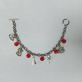 304 bracelets de la chaîne de câble en acier inoxydable, Bracelets à breloques en alliage pour arbre de noël et père noël pour femmes