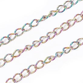 Ion Plating(IP) 304 Stainless Steel Curb Chains, with Spool, Soldered